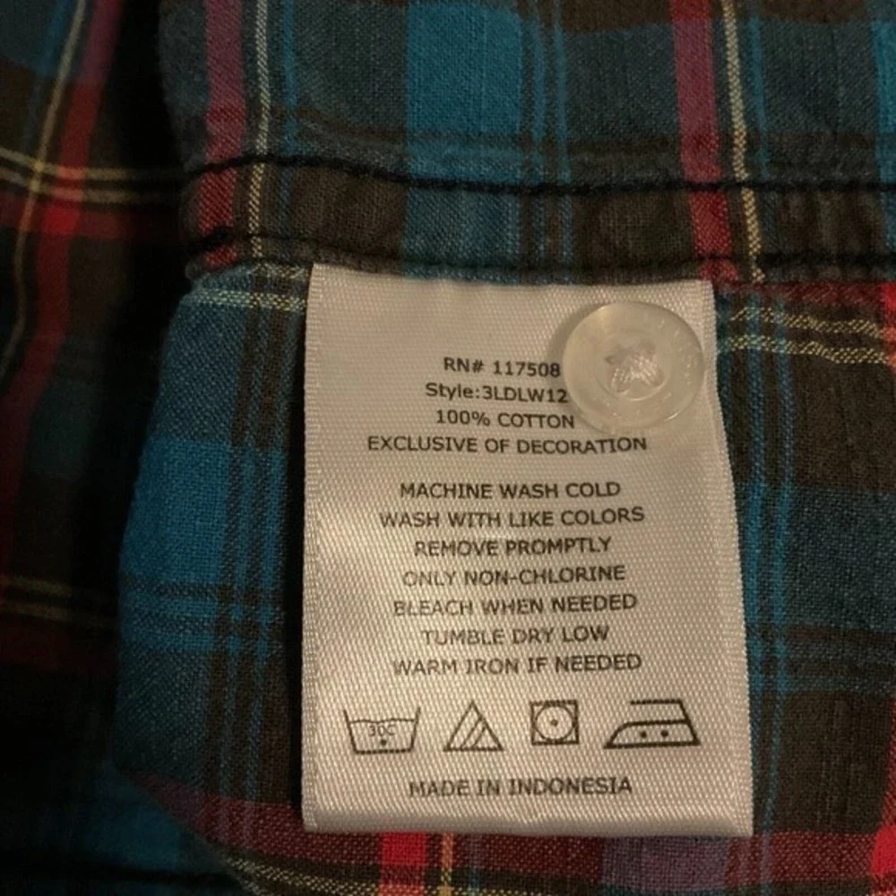Levi's Plaid Long Sleeve Button-Down Shirt Top‎ Sz 2XL Multicolored